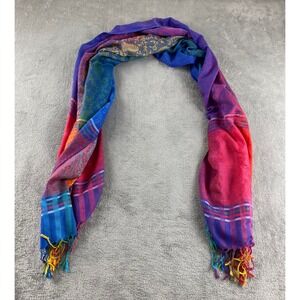 Rainbow Ombre Paisley Stripe Pashmina Scarf Wrap Fringe